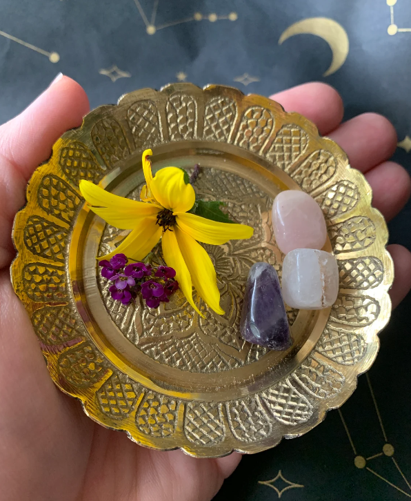 Brass Altar Offering Bowl - smudge bowl - wicca altar tool - two sizes