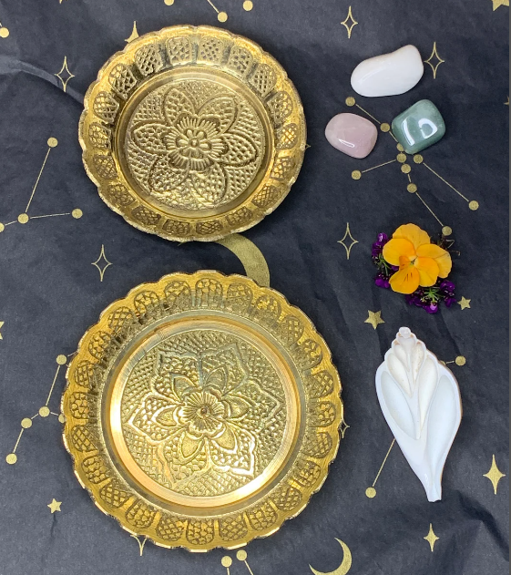 Brass Altar Offering Bowl - smudge bowl - wicca altar tool - two sizes