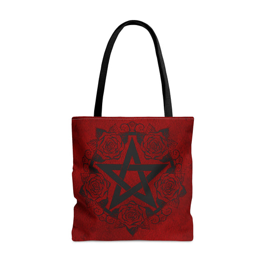 Red and Black Pentagram Tote Bag - Witch Bag - Witchy Bag - Witchcraft - Wicca