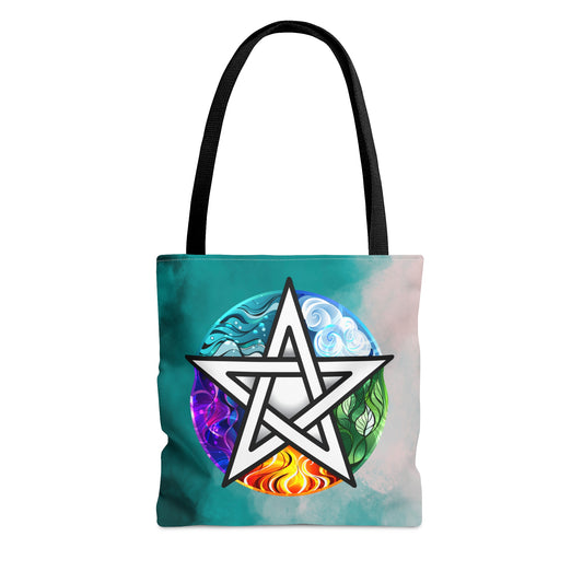 Elemental Pentagram Tote Bag - Witch Bag - Witchy Bag - Witchcraft - Wicca