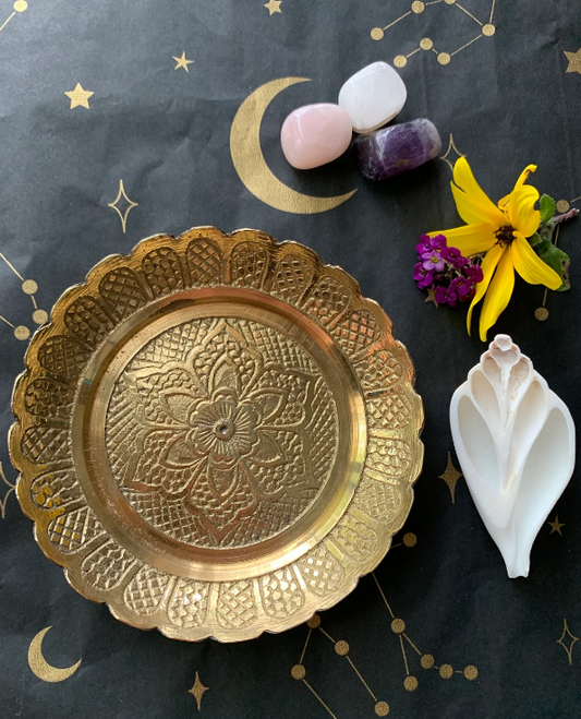 Brass Altar Offering Bowl - smudge bowl - wicca altar tool - two sizes